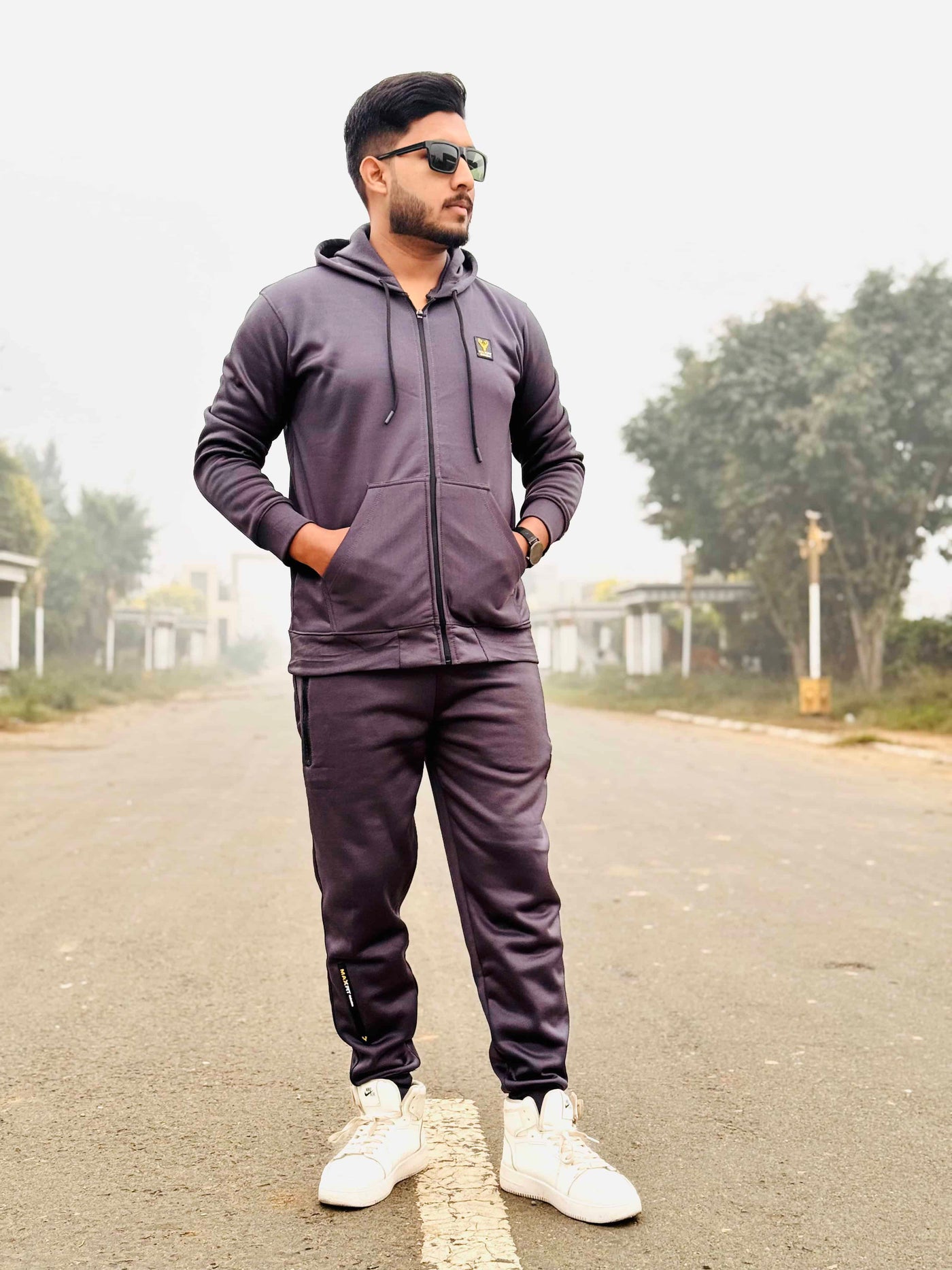 Mens Winter tracksuit | Blue with zipper Jacket