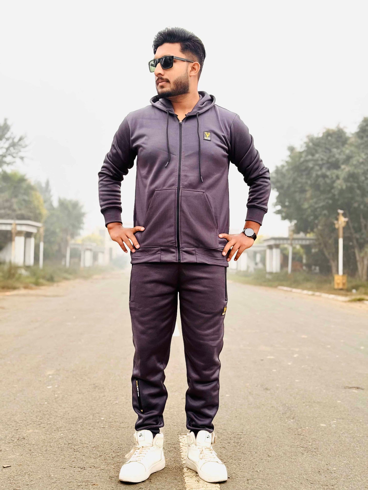 Mens Winter tracksuit | Blue with zipper Jacket