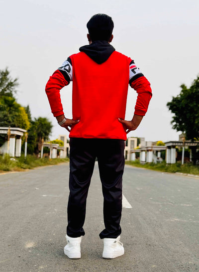 Mens winter tracksuit | Red & black combo