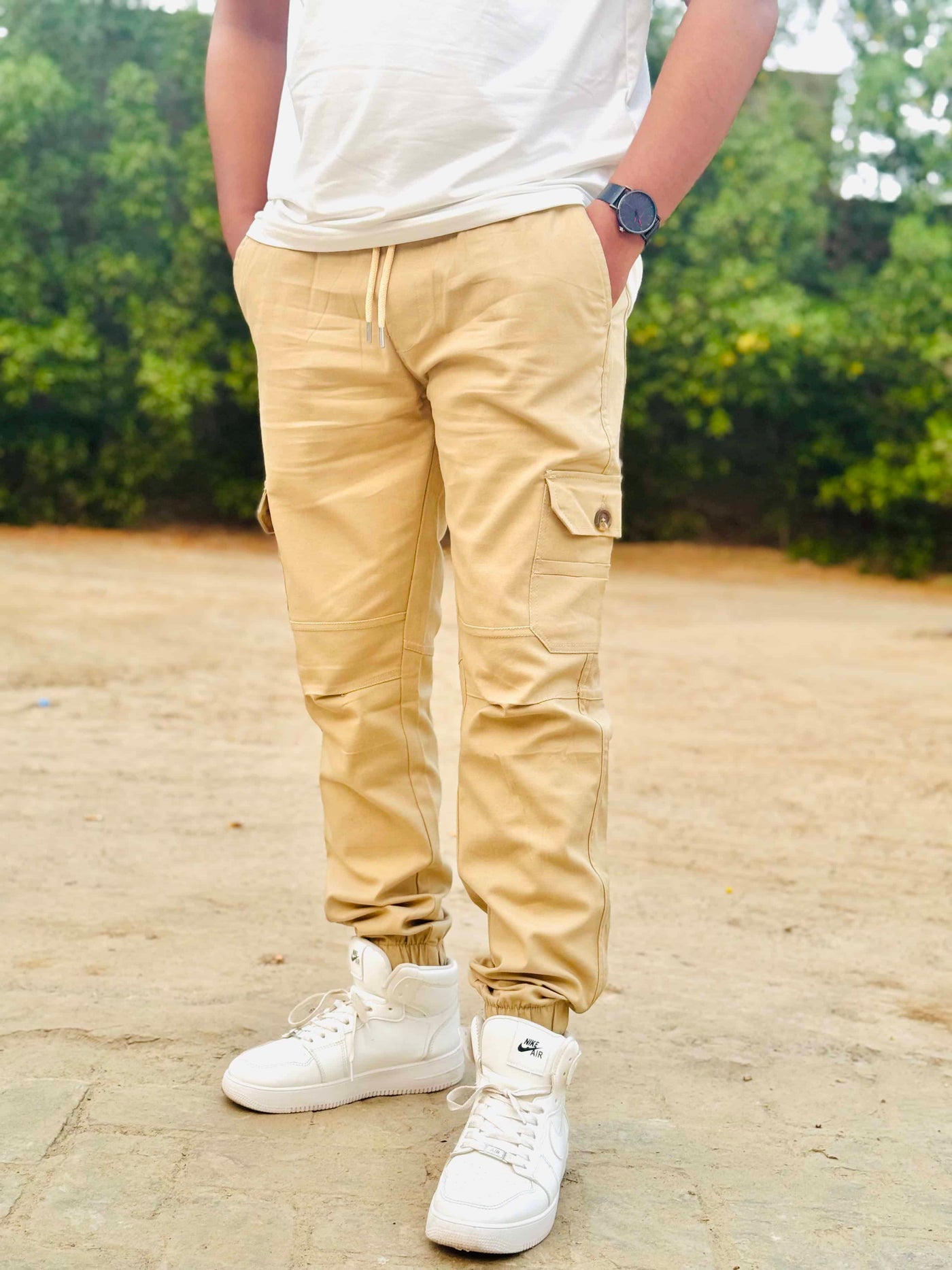 Beige Premium 6 Pocket Cargo Trouser