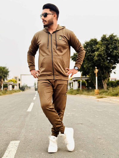 Mens winter tracksuit | Olive with zipper jacket