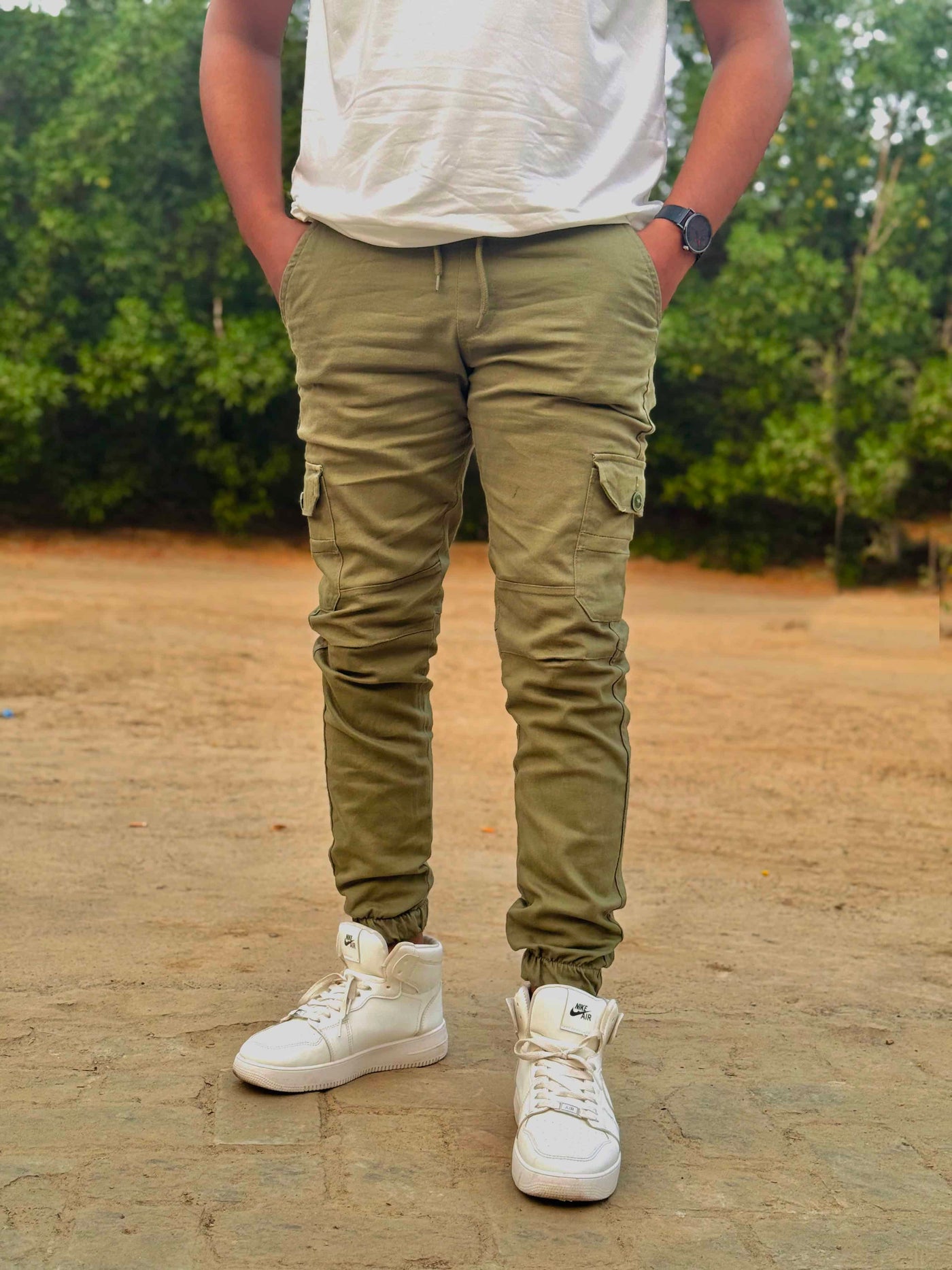 Olive Green Premium 6 Pocket Cargo Trouser