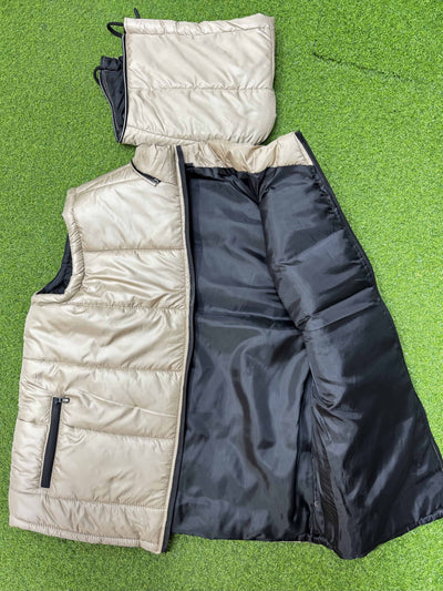 Warm Sleeveless Puffer Jacket with removeable Hoodie- Skin Color