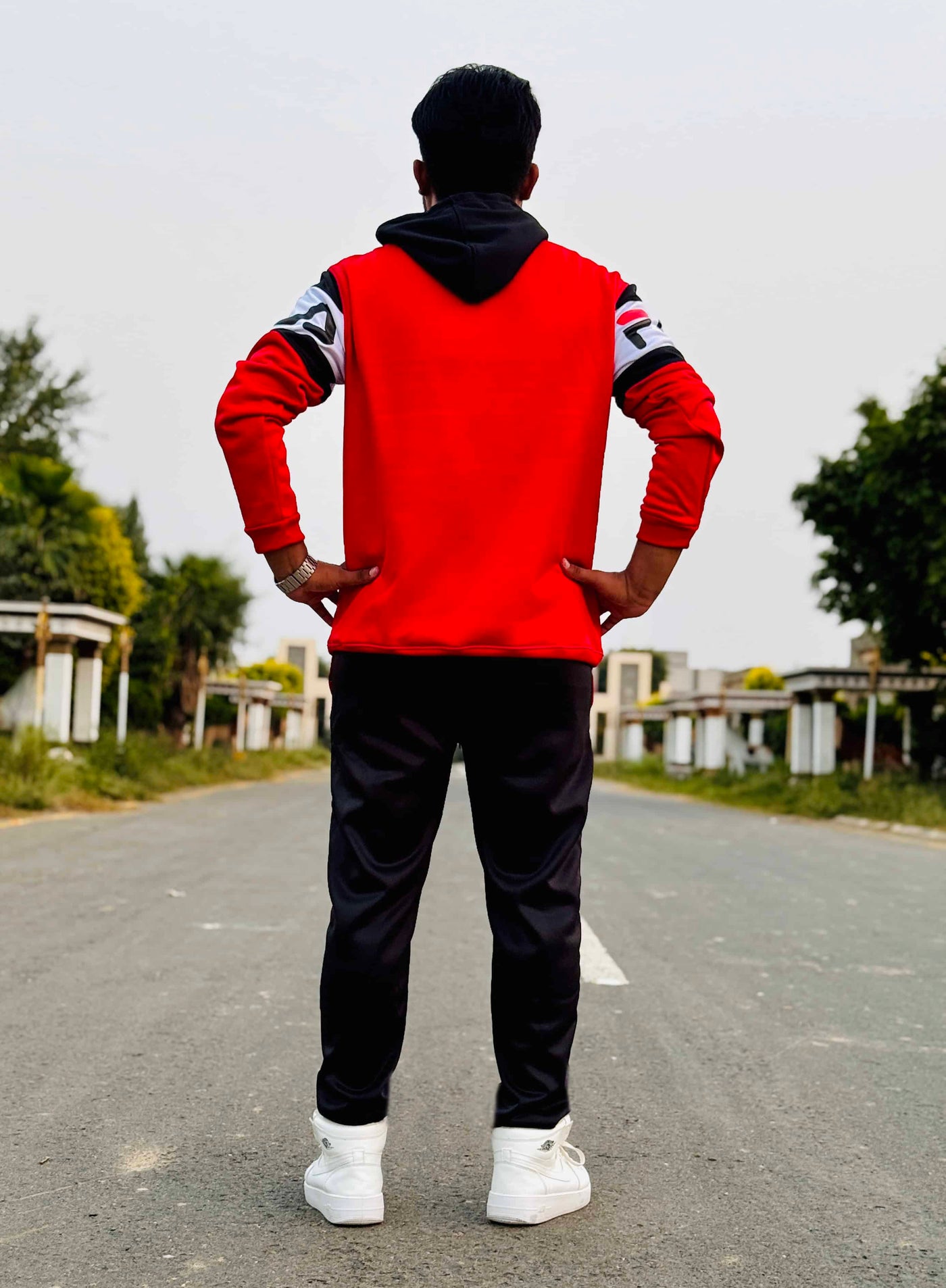 Mens winter tracksuit | Red and black combo