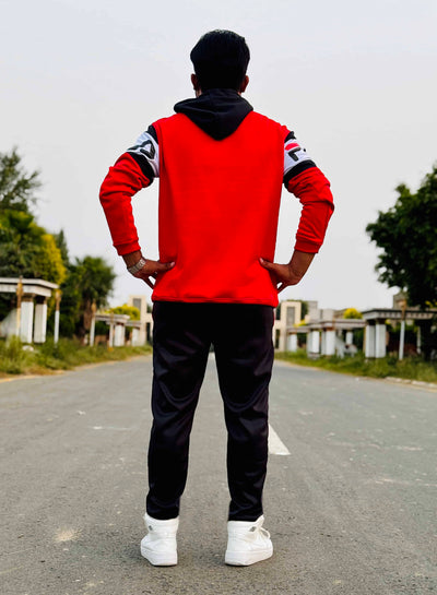 Mens winter tracksuit | Red and black combo